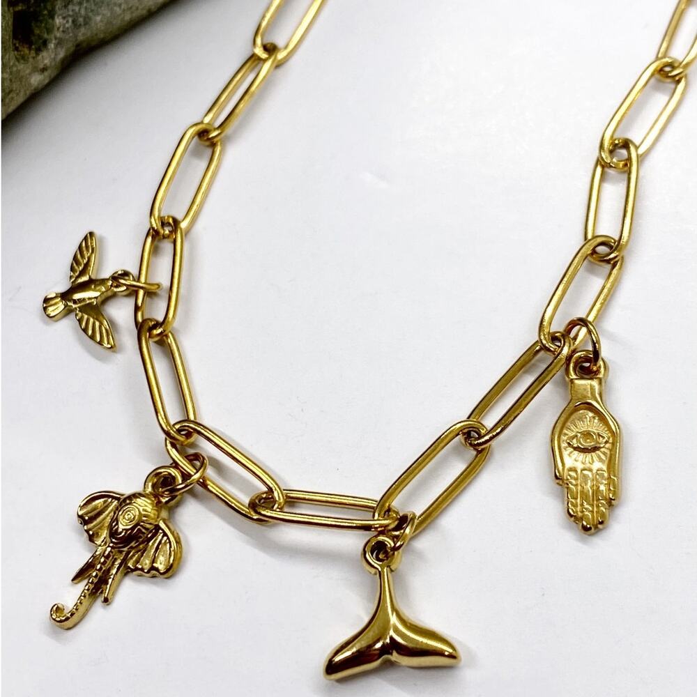 NEW Good Luck Gold Charm Layering Bracelet